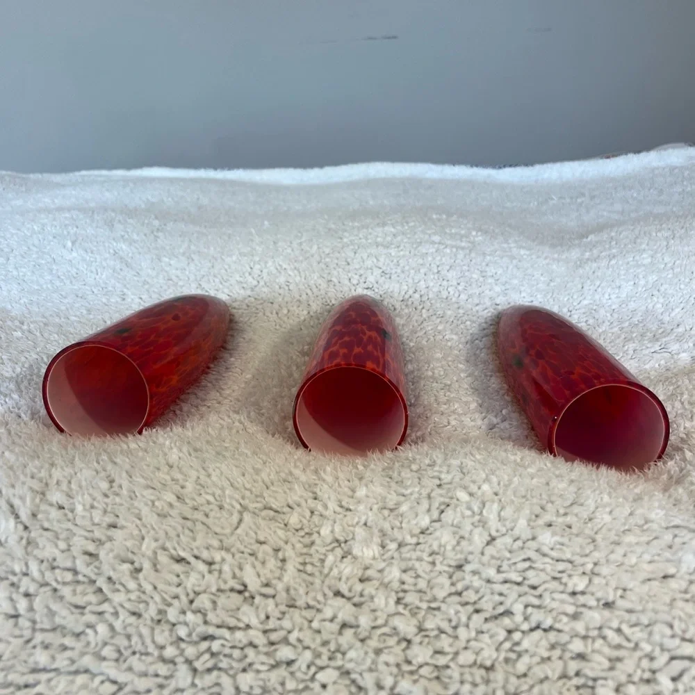Glass Pendant Light Shades (3 piece) - Red & Orange Speckles - 10 in.